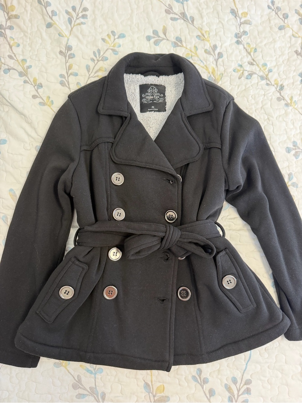 Black Sherpa Lined Peacoat Jacket PS
